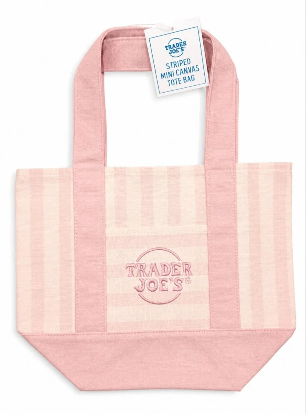 Two!! Trader Joe's Striped Mini Canvas Tote Bags!